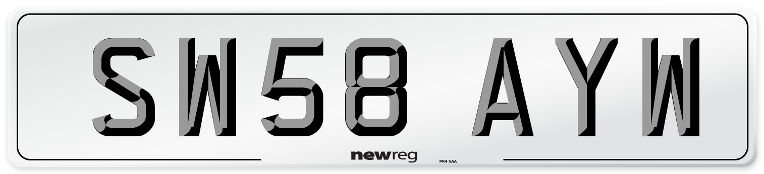 SW58 AYW Number Plate from New Reg